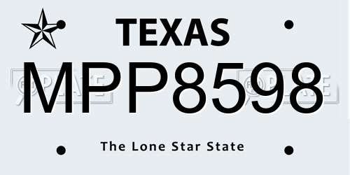 MPP8598 Texas License Plate