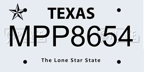 MPP8654 Texas License Plate