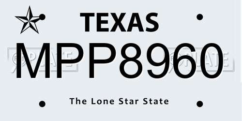 MPP8960 Texas License Plate