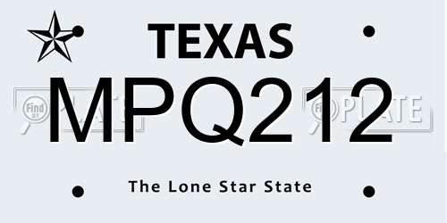 MPQ212 Texas License Plate