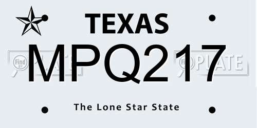 MPQ217 Texas License Plate