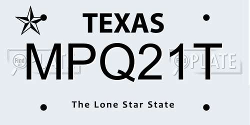 MPQ21T Texas License Plate