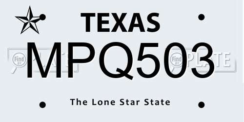 MPQ503 Texas License Plate