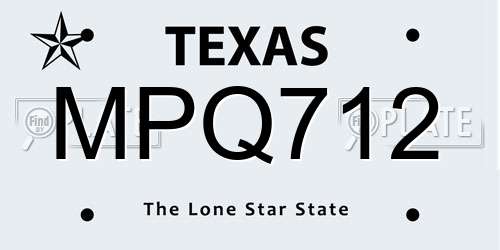 MPQ712 Texas License Plate