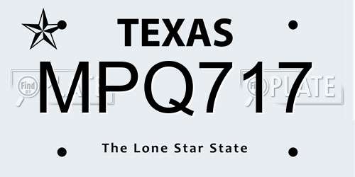 MPQ717 Texas License Plate