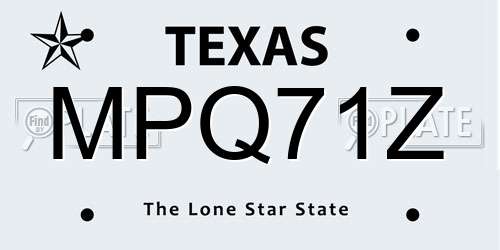 MPQ71Z Texas License Plate
