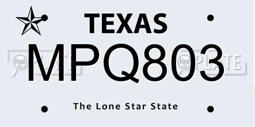 MPQ803 Texas License Plate