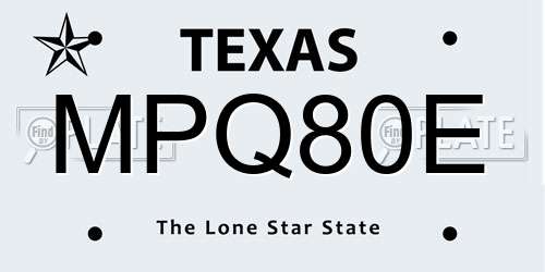 MPQ80E Texas License Plate