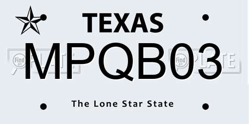 MPQB03 Texas License Plate