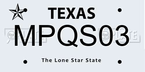 MPQS03 Texas License Plate