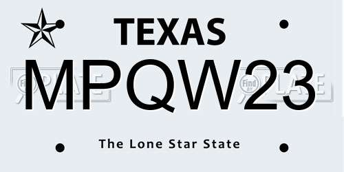 MPQW23 Texas License Plate