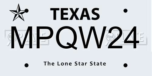 MPQW24 Texas License Plate