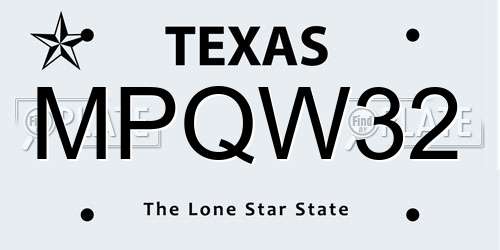 MPQW32 Texas License Plate