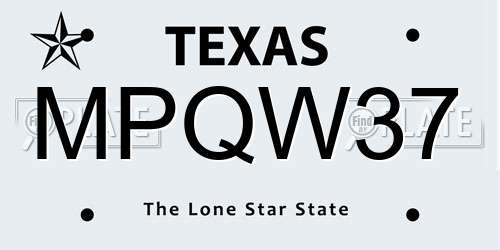 MPQW37 Texas License Plate