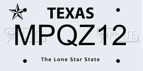 MPQZ12 Texas License Plate