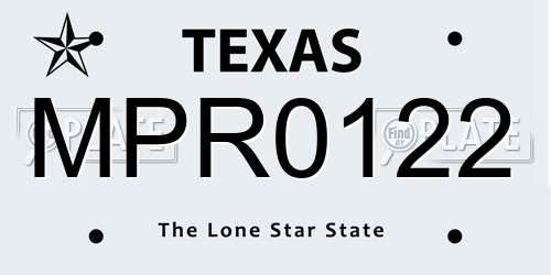 MPR0122 Texas License Plate