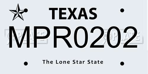 MPR0202 Texas License Plate