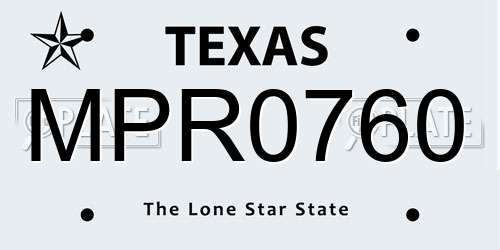 MPR0760 Texas License Plate
