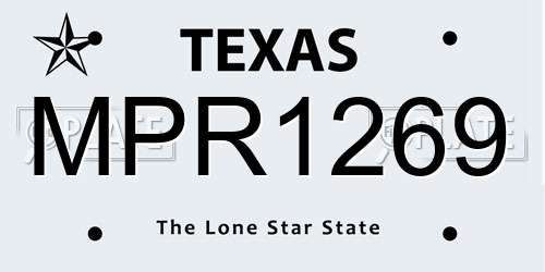 MPR1269 Texas License Plate