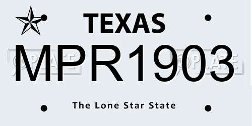 MPR1903 Texas License Plate