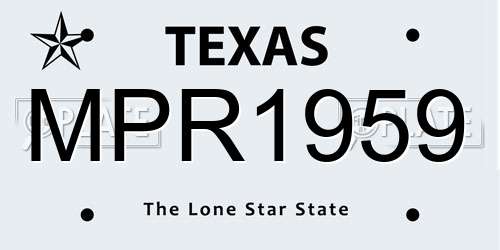 MPR1959 Texas License Plate