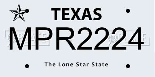 MPR2224 Texas License Plate