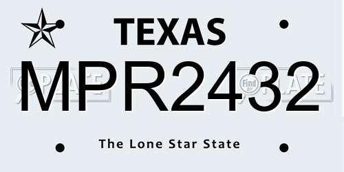 MPR2432 Texas License Plate