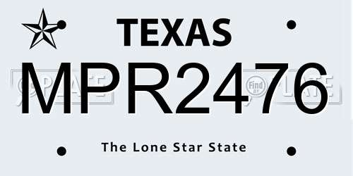 MPR2476 Texas License Plate