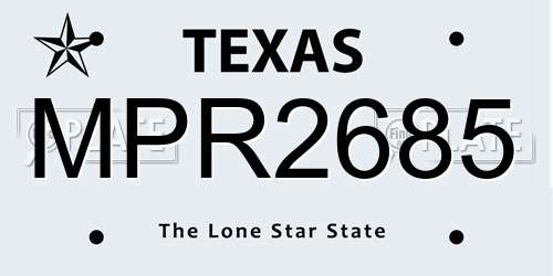 MPR2685 Texas License Plate