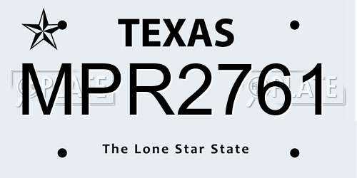 MPR2761 Texas License Plate