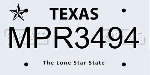 MPR3494 Texas License Plate