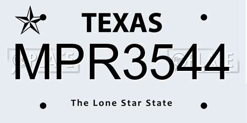 MPR3544 Texas License Plate