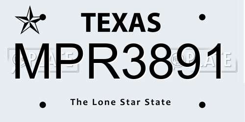 MPR3891 Texas License Plate