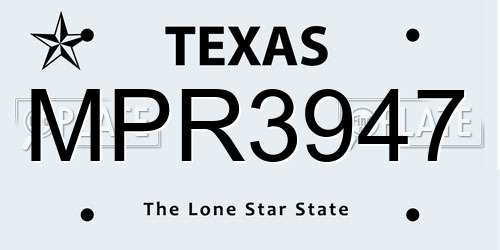 MPR3947 Texas License Plate