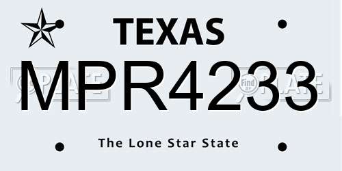 MPR4233 Texas License Plate