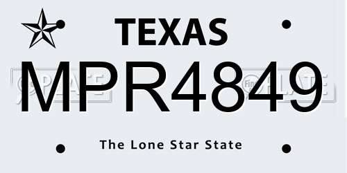 MPR4849 Texas License Plate
