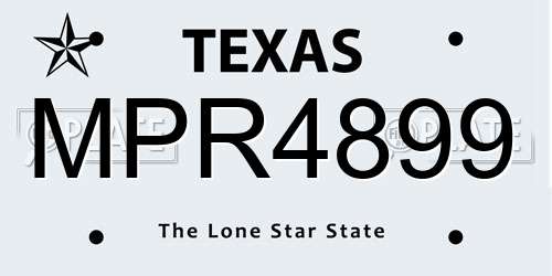 MPR4899 Texas License Plate