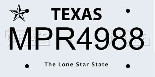 MPR4988 Texas License Plate