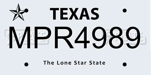 MPR4989 Texas License Plate