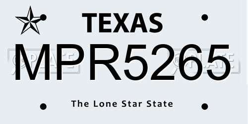 MPR5265 Texas License Plate