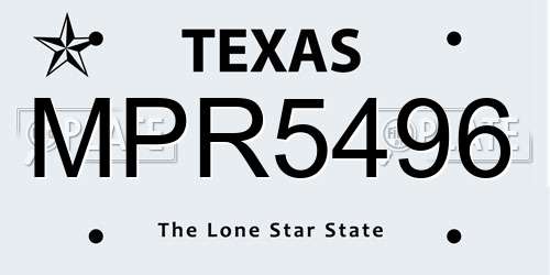 MPR5496 Texas License Plate
