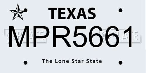 MPR5661 Texas License Plate