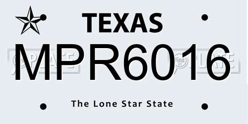 MPR6016 Texas License Plate