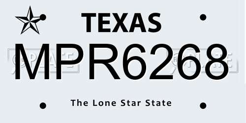 MPR6268 Texas License Plate