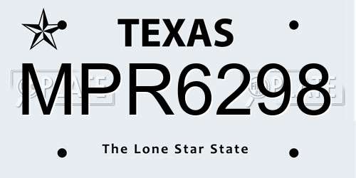MPR6298 Texas License Plate