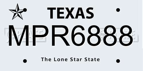 MPR6888 Texas License Plate