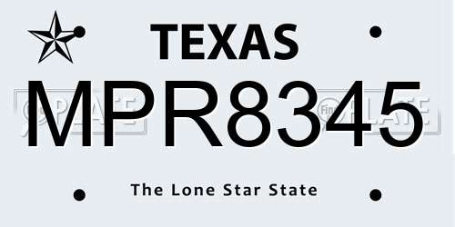 MPR8345 Texas License Plate