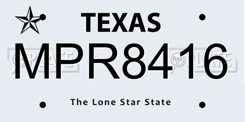 MPR8416 Texas License Plate