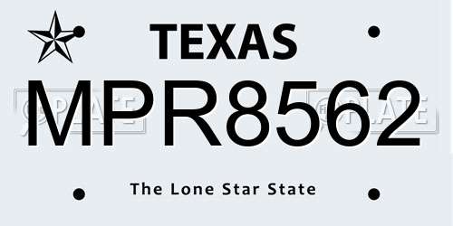 MPR8562 Texas License Plate