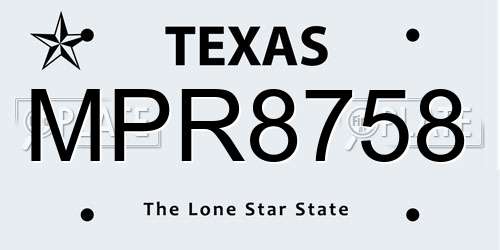 MPR8758 Texas License Plate